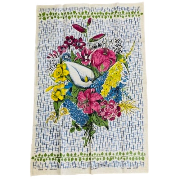Lamont Other - Samuel Lamont MCM 100% Irish Linen Floral Still Life Tea Towel XL NOS